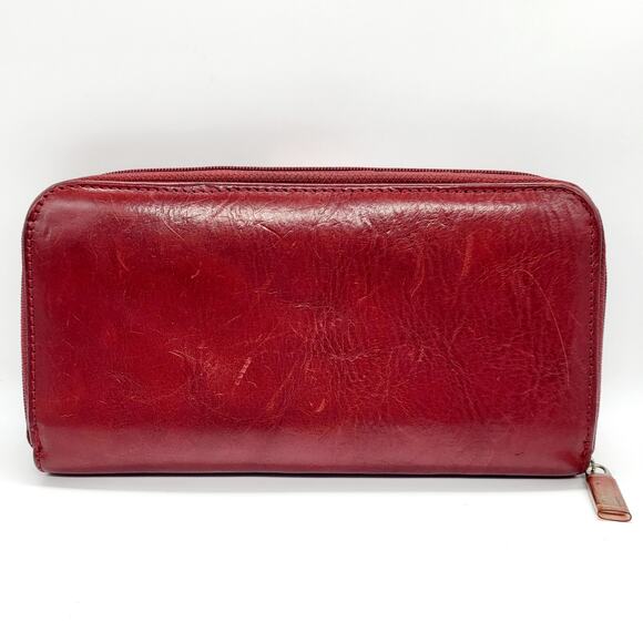 Vintage Pelle Studio Red Genuine Italian Leather Multiple Compartment Wallet - Picture 2 of 12